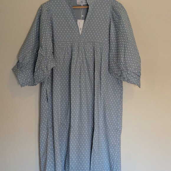 Never A Wallflower - Swiss Dot High Neck Puff Sleeve Minidress NWT - Size L - Picture 2 of 12